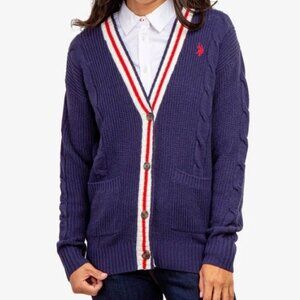 Classic U.S.  Striped Cable Knit Cardigan